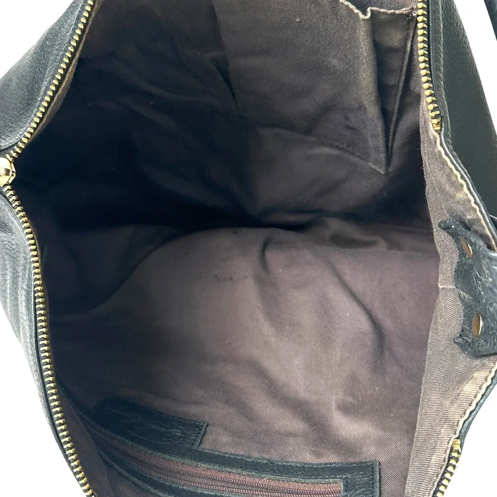 Onna Ehrlich Handbag Kemi Hobo Pebbled Leather‎ Tassel Zip Black OS Boho Chic